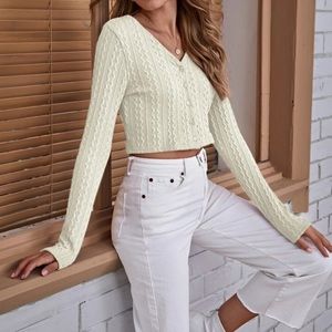 Textured Knit Crop Tee